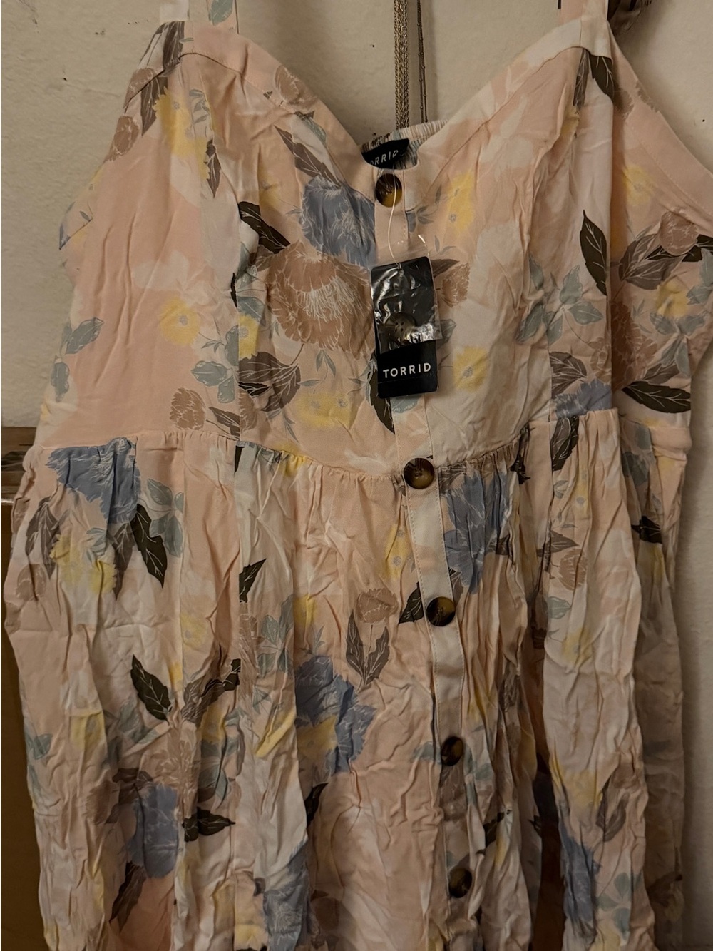 Torrid Peach Floral Button-Down Sundress